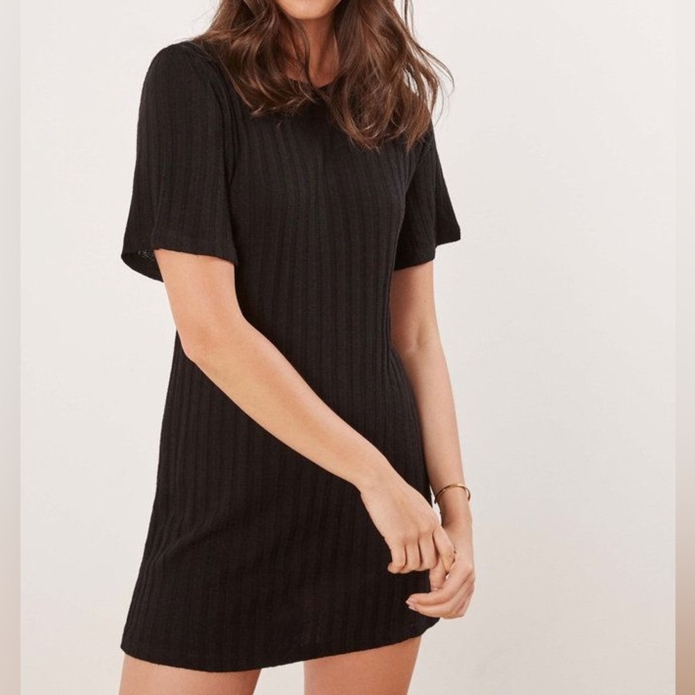Reformation Black Mini Tee Dress